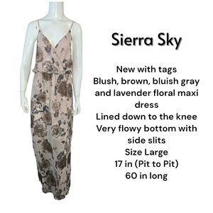 Sienna Sky Floral Maxi Dress in Pink and Brown